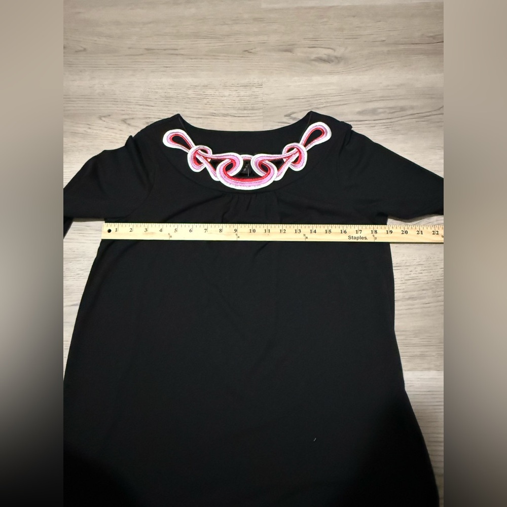 Bob Mackie Top Womens Small Black Embroidered 3/4 Sleeve Pullover NWT - Picture 3 of 6